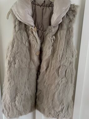 Vintage Women’s Reversible Genuine Fur Vest | Light Taupe | Size M